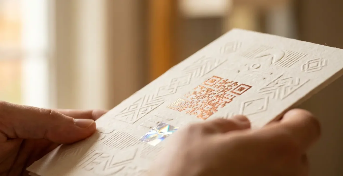 Gros plan sur un courrier personnalisé avec QR code et éléments interactifs