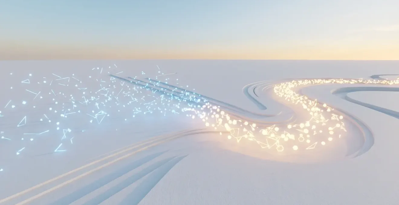 Visualisation abstraite de données se transformant en éléments narratifs visuels