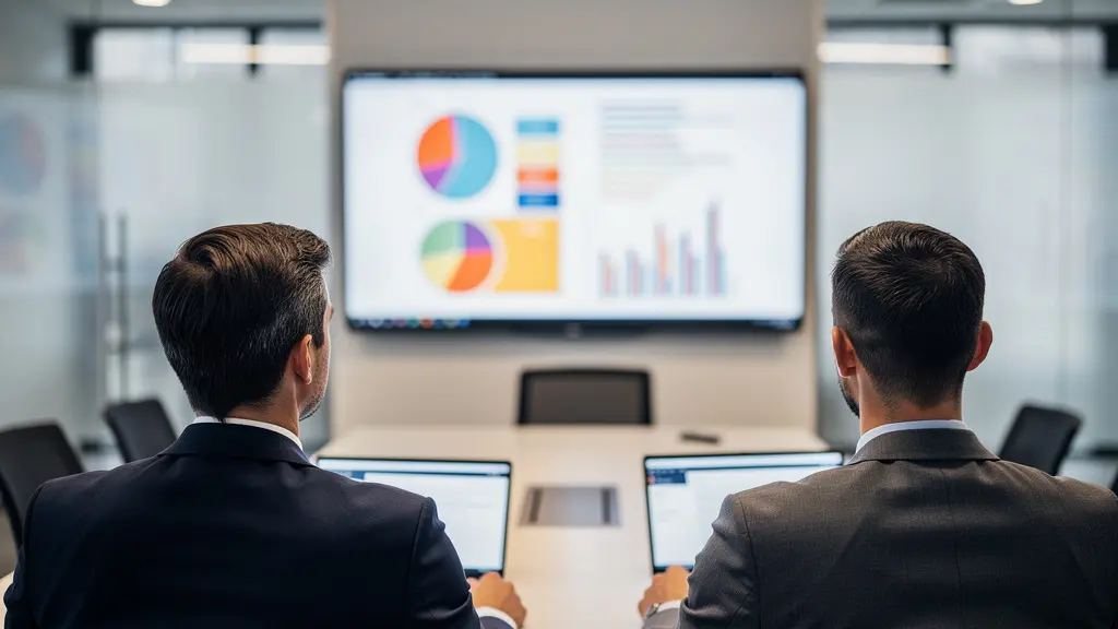Réunion d'équipe marketing analysant performances vidéo sur écran