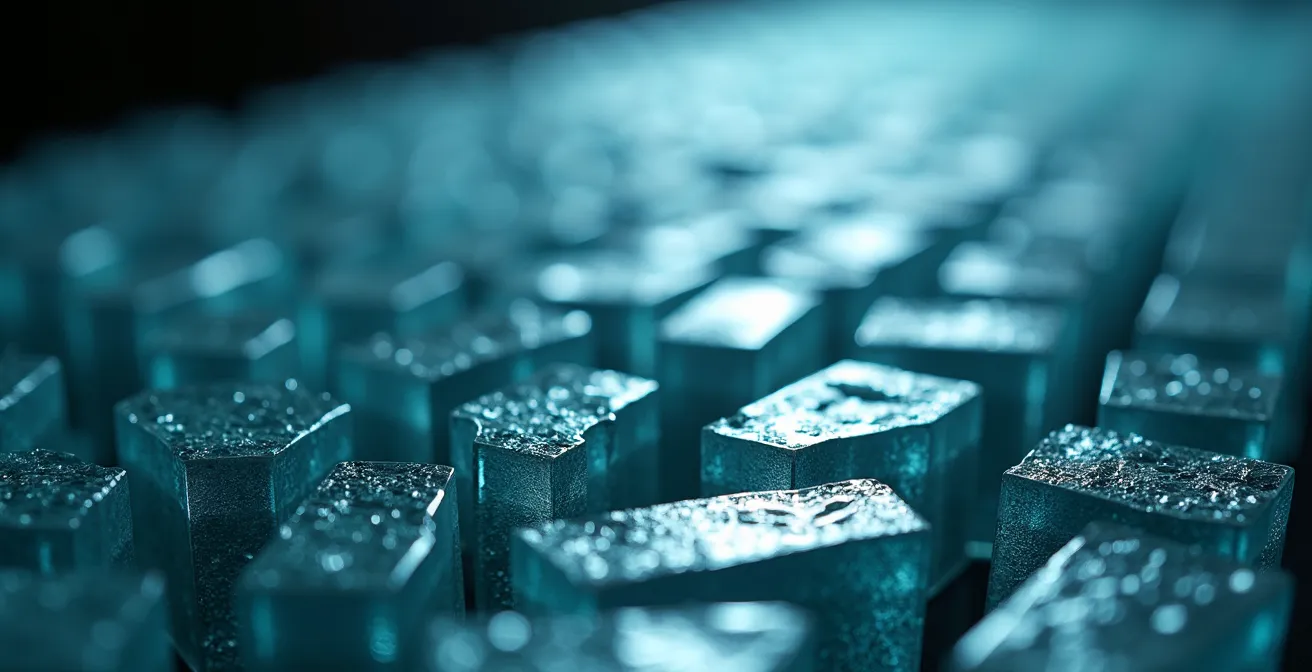 Vue macro d'un labyrinthe de verre brisé symbolisant la fragmentation du parcours client