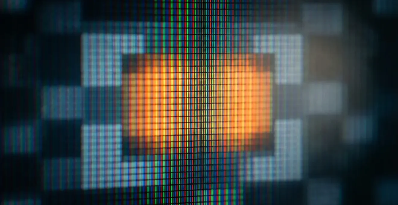 Vue macro d'un écran montrant une page web épurée avec un seul bouton d'action